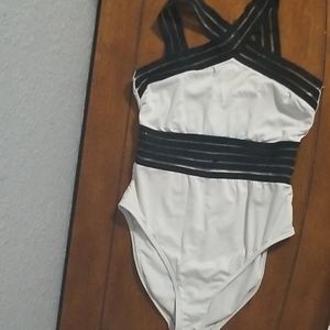 Cute High-Waisted Black and White Swimsuit